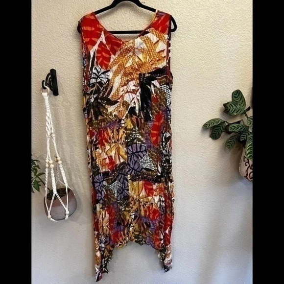 Vivid and colorful crinkle dress Loralette plus size 22 /24 GREAT SUMMER DRESS - Picture 8 of 9